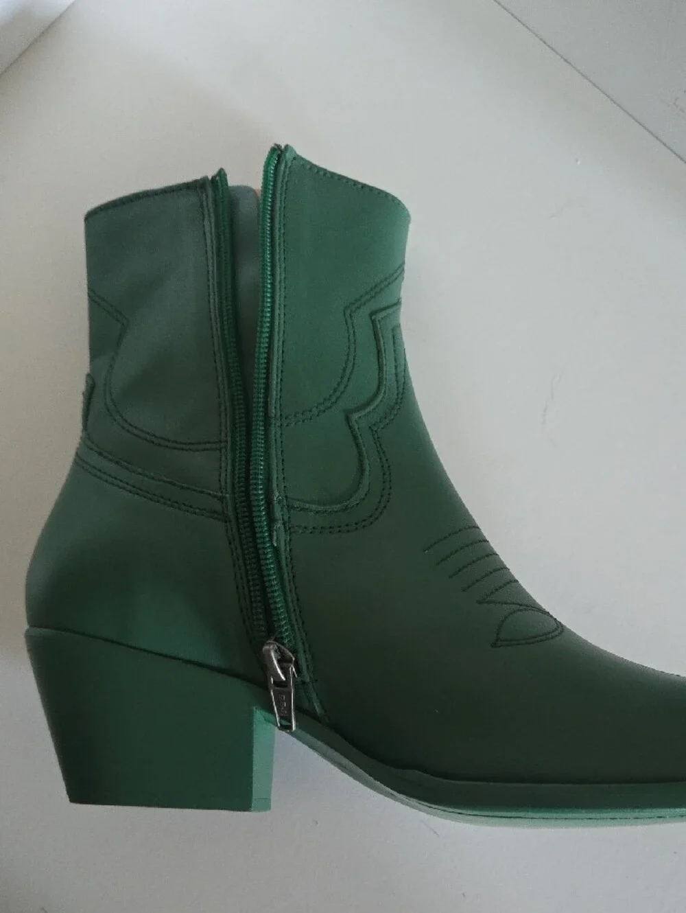 Steve Madden Green Faux-Leather Western Ankle Boots